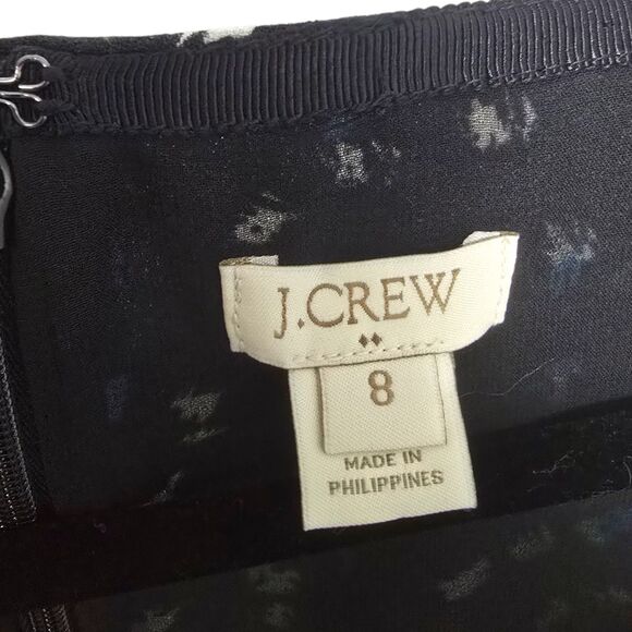 J. Crew Women's Size 8 Faux Wrap-Front Dress in Painted Dots Black Business - Picture 4 of 5